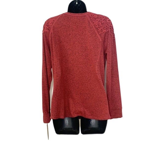 Mason & Belle Twist Front Long Sleeve Top Soft Mauve Speckled Size Small NWT - Picture 4 of 11